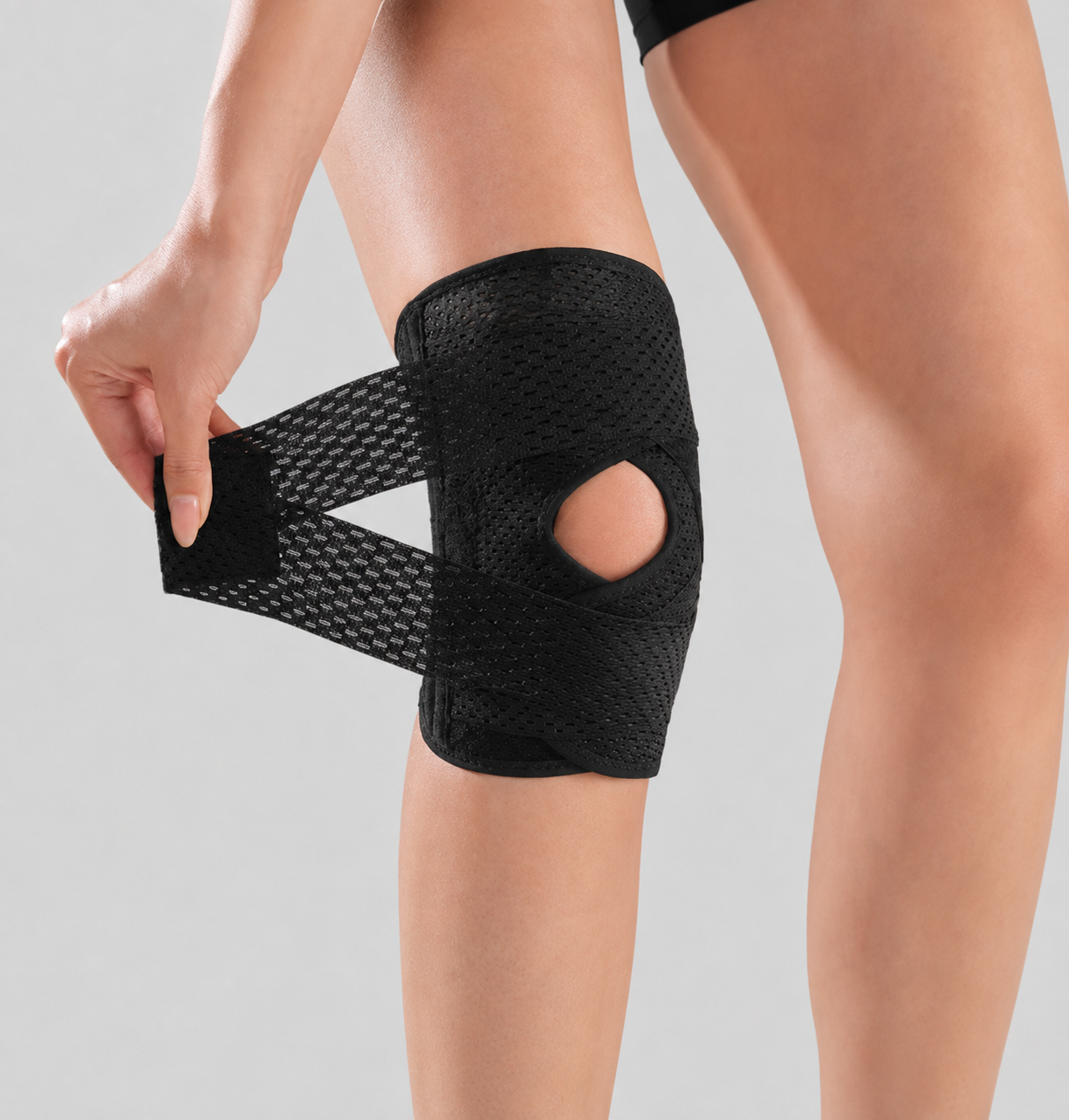 Breathable Elastic Knee Brace with spring support